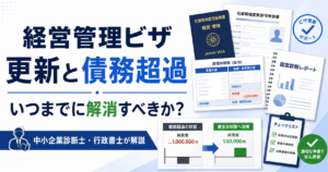 経営管理ビザ更新で債務超過になった場合にいつまでに解消すべきかを解説するアイキャッチ画像